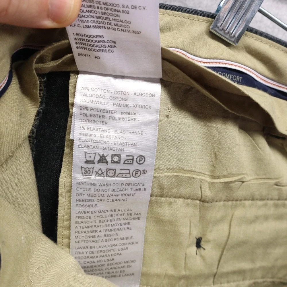 Dockers Pants Mens 30x32 Slim Fit Signature Khaki Flex‎ Comfort Flat Front Gray